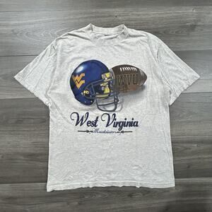 Vintage West Virginia Shirt Mens Medium Football WVU Single Stitch 90s Made USA